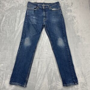 Levi's 514 Jeans Mens 36x32 Blue Denim Faded Double Stitch Slim Fit Straight Leg